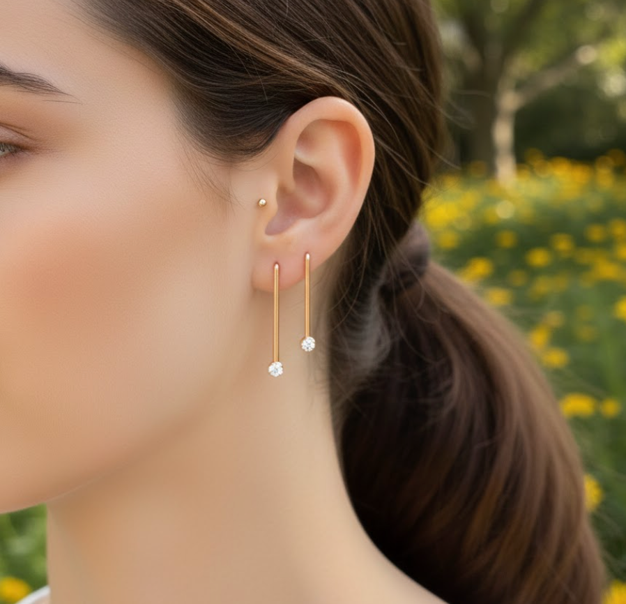 The Linear Solitaire Drop Earrings
